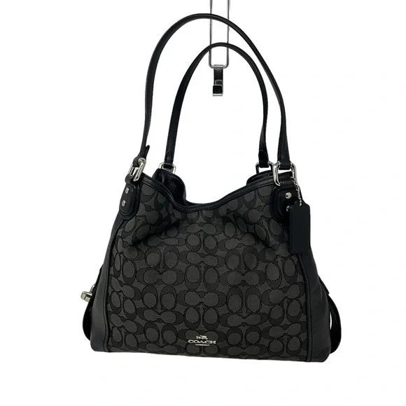 Coach Edie Shoulder Bag 31 Signature Canvas‎ and Leather Horse and Carriage Tote