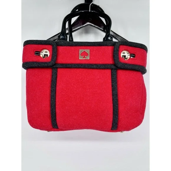 KATE SPADE CHESTNUT HILL‎ GERANIUM RED ALDA QUINN WOOL SATCHEL TOTE Valentines