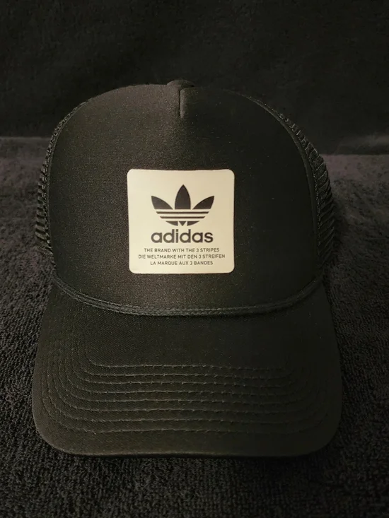 Adidas Black Trucker Hat with Trefoil Logo