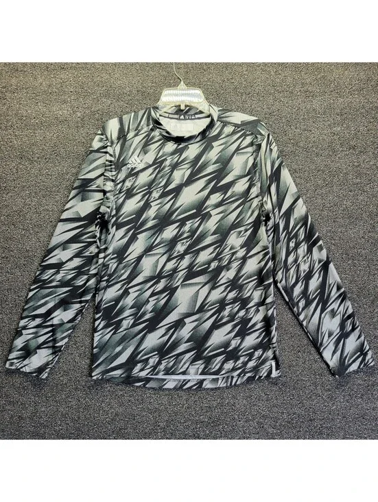 Adidas Men's Sz M white/Black Geometric print Long Sleeve T-Shirt