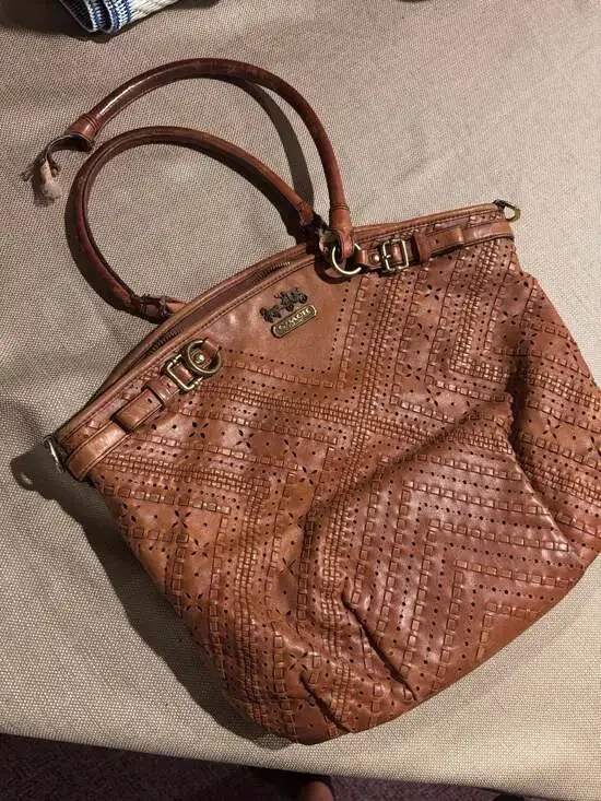 Coach Madison Crisscross Leather Satchel Handbag (Style No. 19836)