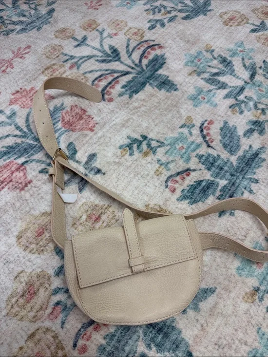Anthropologie Neutral Beige Leather Belt Bag