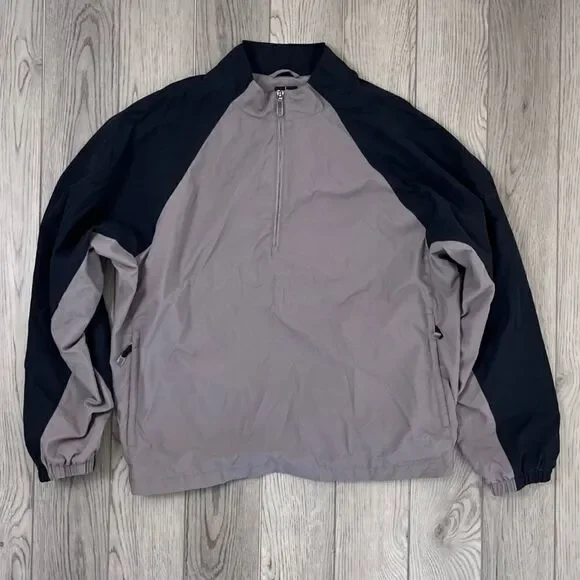 Adidas Men Size L Gray Black Climaproof Half Zip Windbreak Jacket Outdoor Sporty