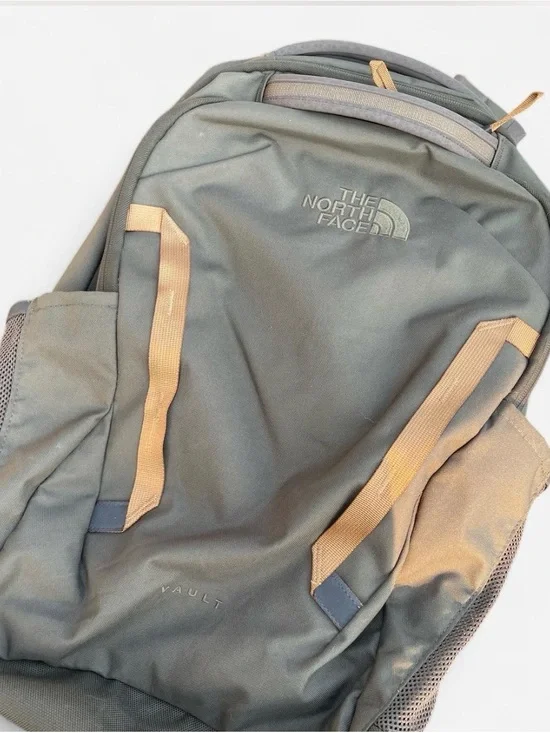 The North Face Vault Backpack in Olive with Tan Accents