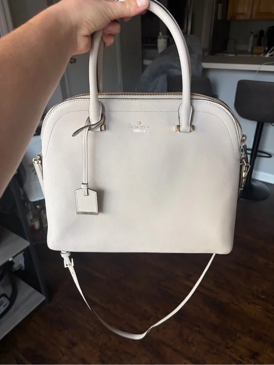 kate spade Cream Saffiano Leather Dome Satchel with Removable Strap