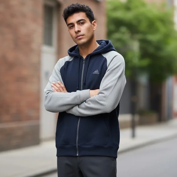 B2 Mens ADIDAS Climawarm Full Zip Performance Hoodie Sweatshirt Jacket M