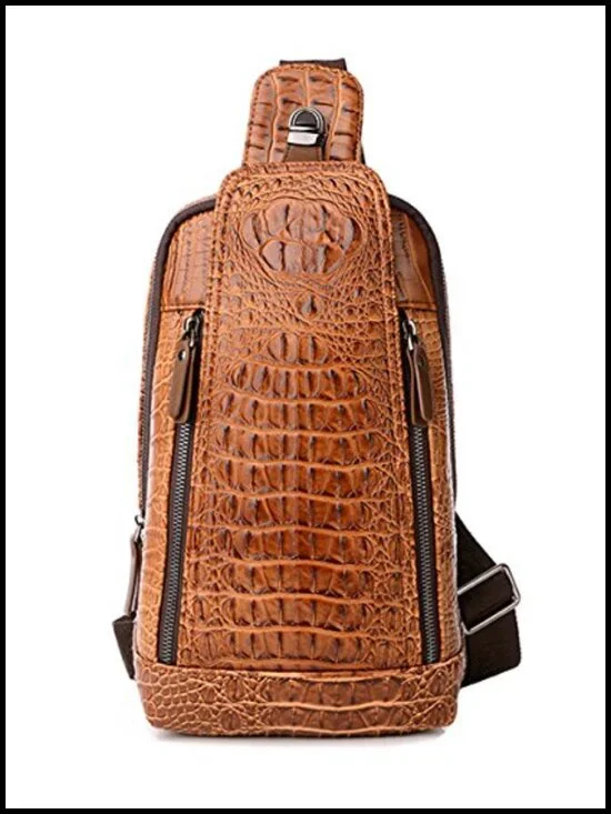 PU Leather Sling Bag Crossbody Chest Bag Hiking Daypack