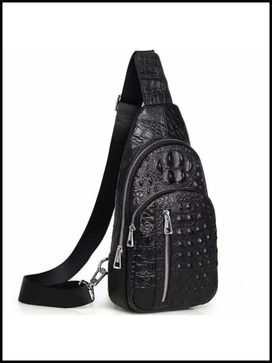 Leather Sling Bag Hiking Daypack for Men Women Outdoor Travel