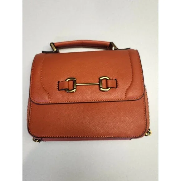 Steve Madden Orange Square Faux Leather Purse Handbag, 8.5x7x3