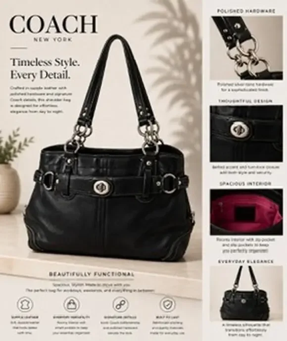 Coach Fabulous 2008 Carly Black Leather Satchel*Wonderful condition