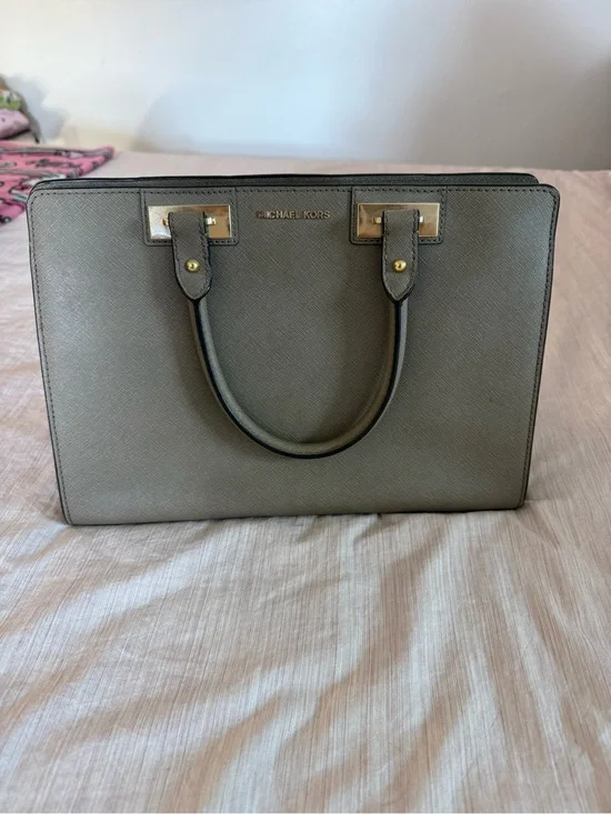 Michael Kors Grey Saffiano Leather Satchel