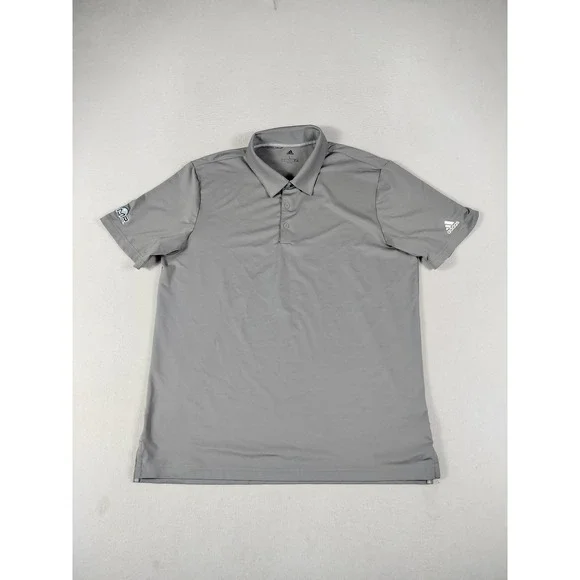 Adidas Polo‎ Shirt Mens Large Gray PMR Logo Golf Performance Lightweight Active