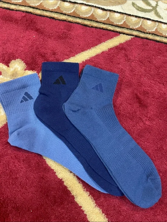 adidas Men's 3-Pack Ankle Socks in Light Blue, Navy, and Royal Blue