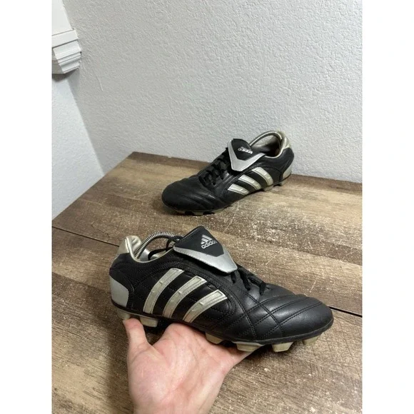 Adidas bracara‎ lll trx fg soccer cleets Traction Black Leather 452047 Men Sz 10