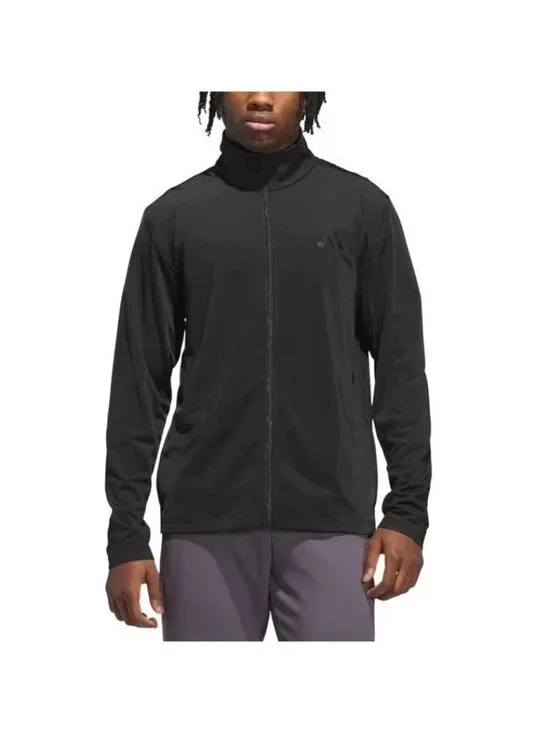 Adidas Men's L Black Full-Zip Track Jacket Polyester Mock neck  e1777