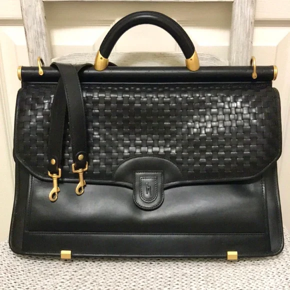 Vintage Hartmann Black Leather Unisex Briefcase