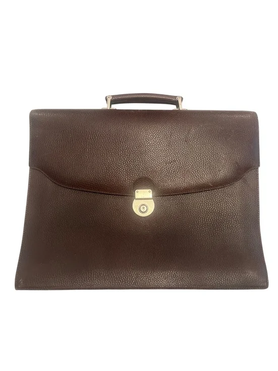 Barney’s New York Brown Pebbled Leather Briefcase
