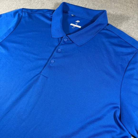 Adidas Polo Shirt Mens XL Blue Short Sleeve Performance Golf‎ Athletic Top
