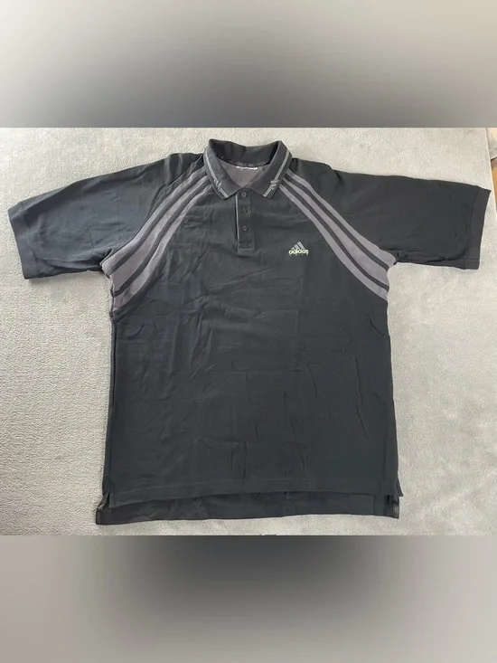 Vintage Adidas Golf Polo Shirt Embroidered Logo Mens XL No Tag Black Gray Cotton