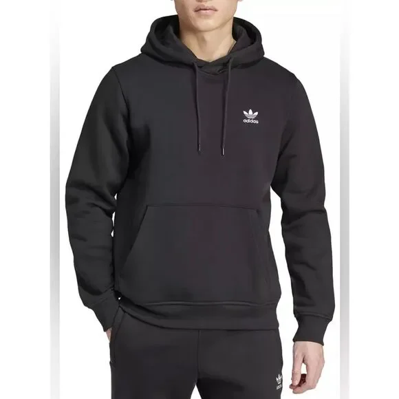 Adidas Essentials Black Trefoil Pullover Hoodie 2XL Athleisure Gym Workout