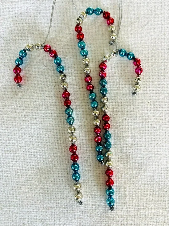 🎄 Vintage repurposed mercury glass garland candy cane holiday Christmas ornament