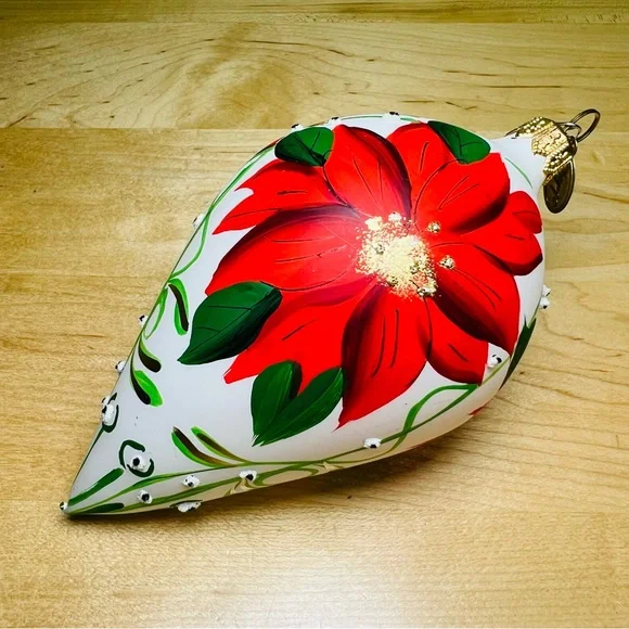 Pier 1 poinsettia glass ornament