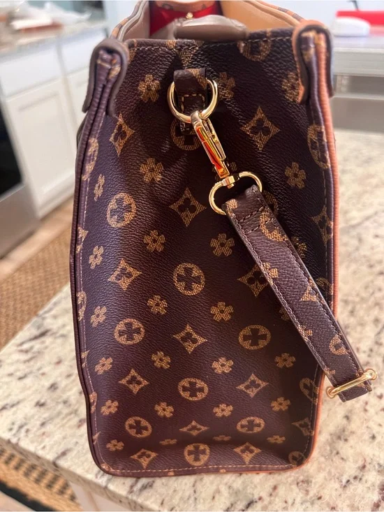 Classic Brown Monogram Shoulder Bag - Designer-Inspired