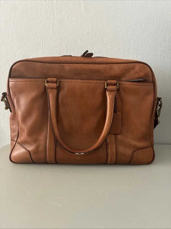 Coach Men's Leather Briefcase Bag in Brown | Coach Brown Leather Laptop Briefcas