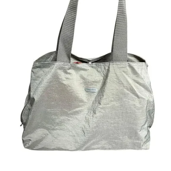 Baggallini Beige Tan Nylon Tote Travel Bag Multi Compartment Medium