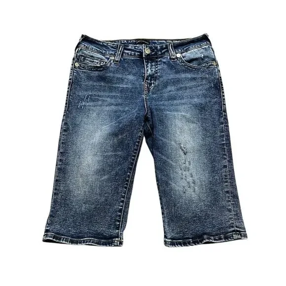 True Religion Riley Knee Length Denim Jean Shorts unisex Size 31 Y2K Boho casual