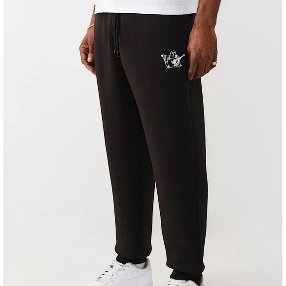 True Religion Fashion Senses Jogger Mens XXL Jet Black Solid Relaxed Fit New
