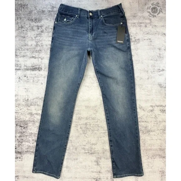 NWT True Religion Ricky SN Flap Straight Jeans‎ 32x34 Dark Woodland MSRP $164