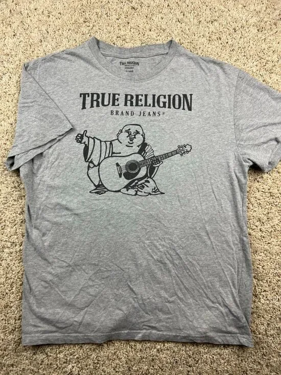 TRUE RELIGION LOUNGEWEAR BUDDHA GRAY T-SHIRT SIZE XL Cotton Poly Casual