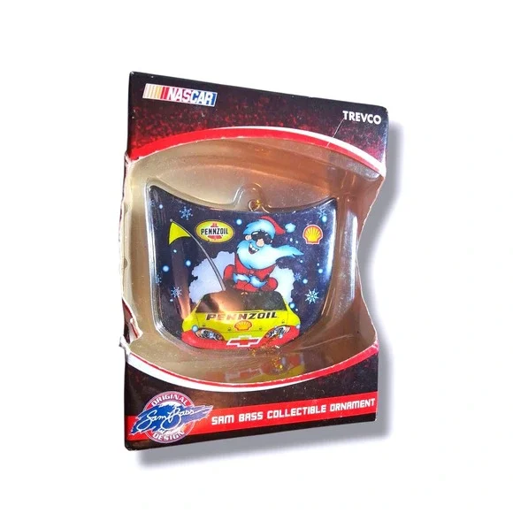 NASCAR Pennzoil Santa Sam Bass Collectible Ornament Trevco Christmas Racing‎