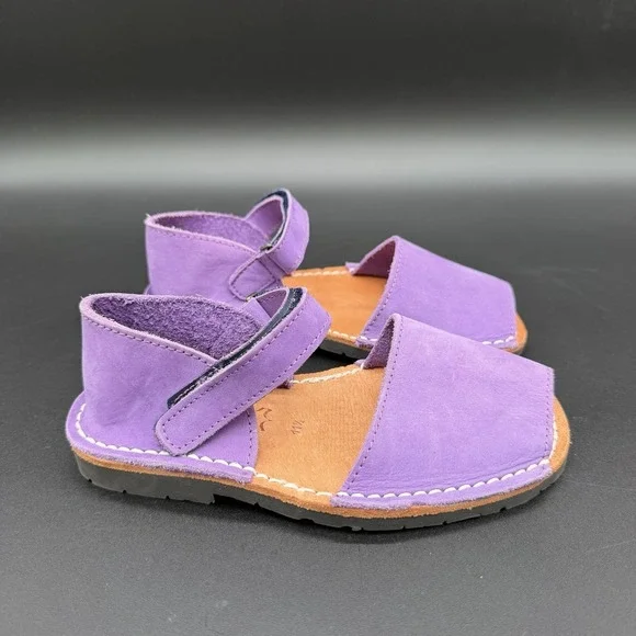PONS by AVARCAS Toddler Girls Size 11.5 Purple Leather Sandals EU 29