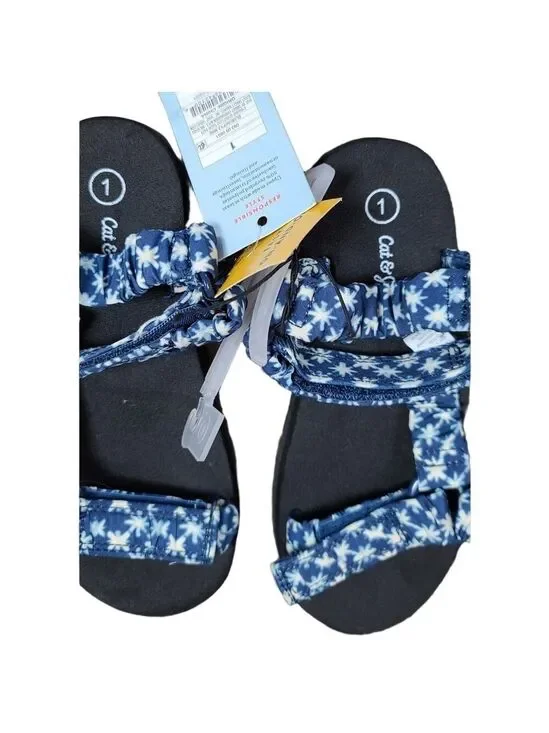 NWT Kids Size 1 Easy On/Off Patriotic Sandals Cat Jack