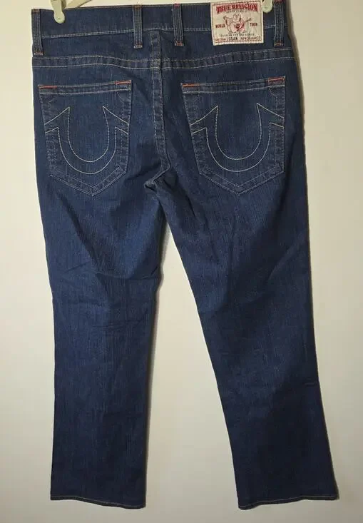 True Religion Logan Jeans Men's 34 x 33 Made in USA Y2K Button Fly Straight Leg