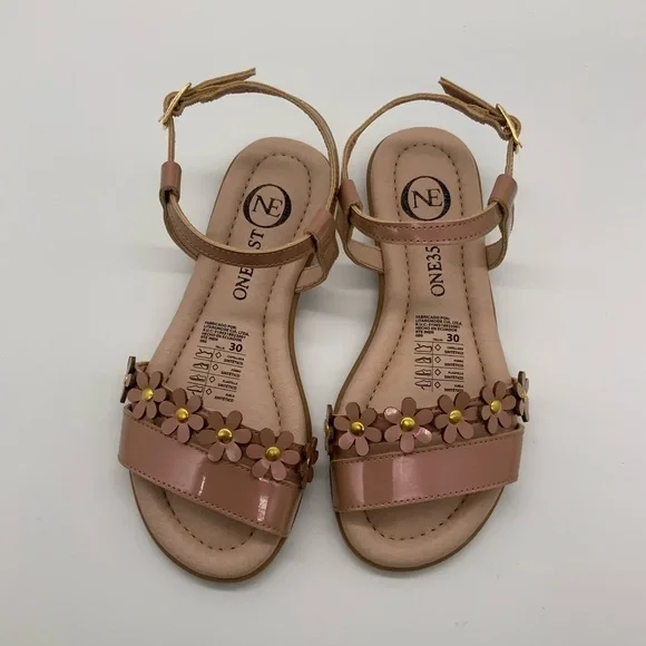 Girls Ankle strap Flat Sandals, Bareal Terracota Size 30 EU 12.5 US