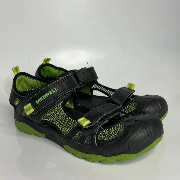 Merrell boys hydro rapid sandals black green size‎ 5 big kid water shoes hiking