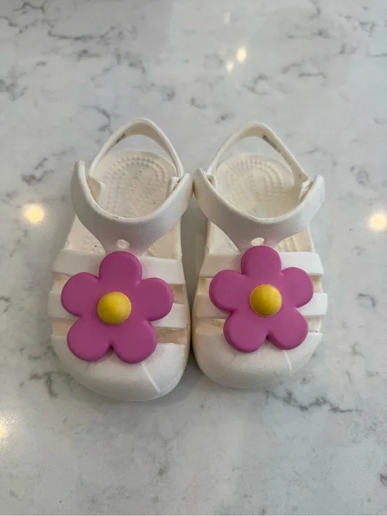 CROCS White Kids Flower Sandals