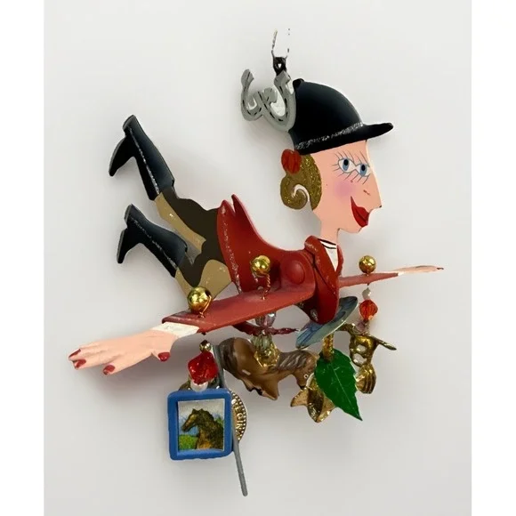 Silvestri Ross Whimsical Equestrian Angel Ornament Flying Lady w/ Charms‎ Horse