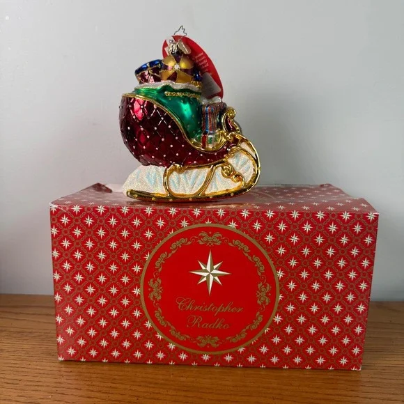 Christopher Radko - Ruby Sleighride #1017909 Red Sleigh Stacked With Presents‎