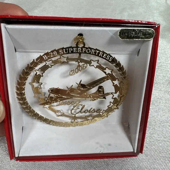 B29 Superfortress Sweet Eloise 2006 Christmas Ornament 24k‎ Gold Flashed Brass