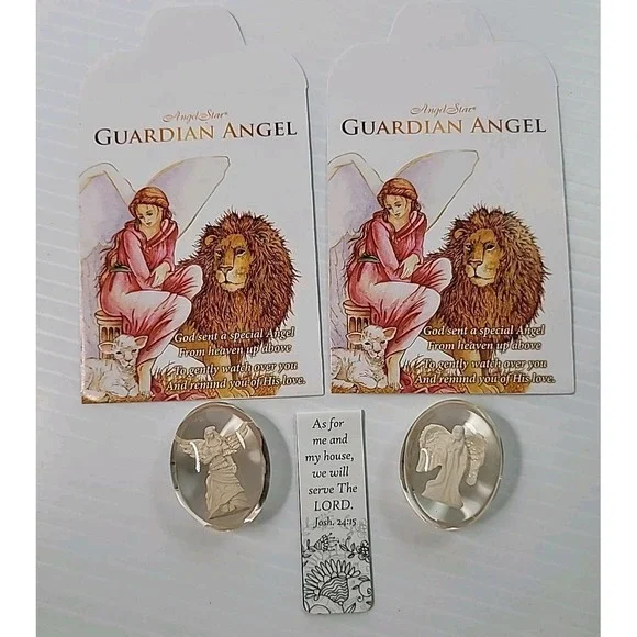 2 Guardian Angel Pocket Stones Token By Angel Star Protection w Bookmark‎
