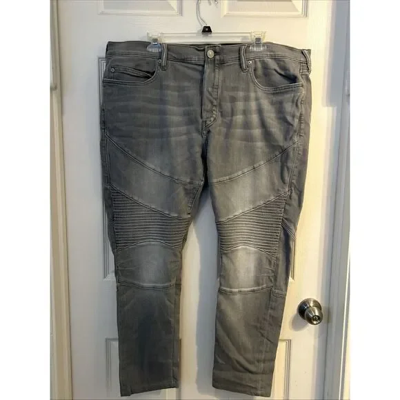 True Religion Rocco Moto DCOM Faded Slate Grey‎ Jeans 40