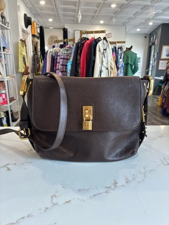 Marc Jacob’s paradise Baxter Brown Leather Shoulder Bag Gold Hardware