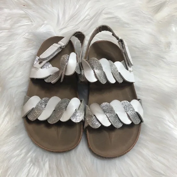 Girls‎ open toe sandals white/silver size 1