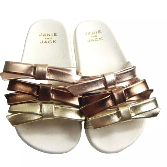 Janie and Jack Gold Bow Slide Sandals