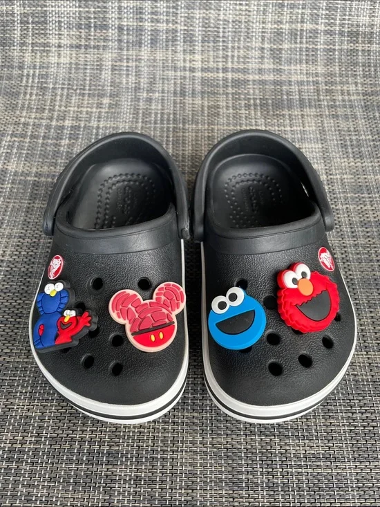 CROCS Kids Crocband Clogs Black/ White Slip-On Sandals Infant shoes Toddler 5