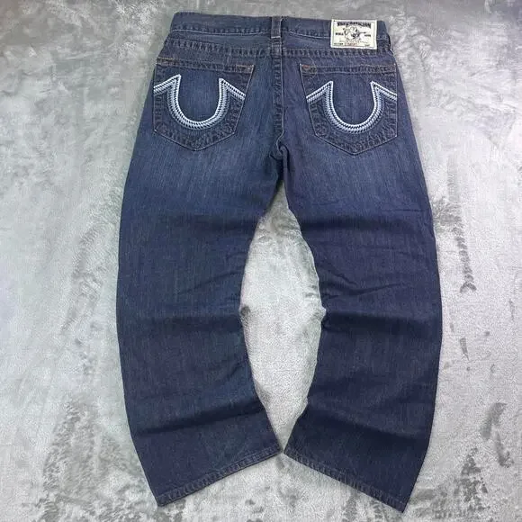 True Religion Ricky Straight Jeans Men’s 34 Made in USA Vintage Y2K Dark Wash